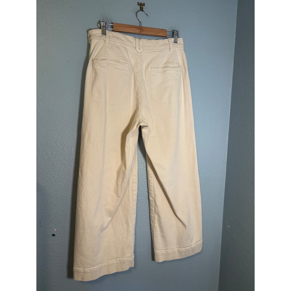 Anthropologie Pilcro The Skipper Side Zip High Rise Crop Wide Leg Jean Cream 31 - Picture 7 of 10